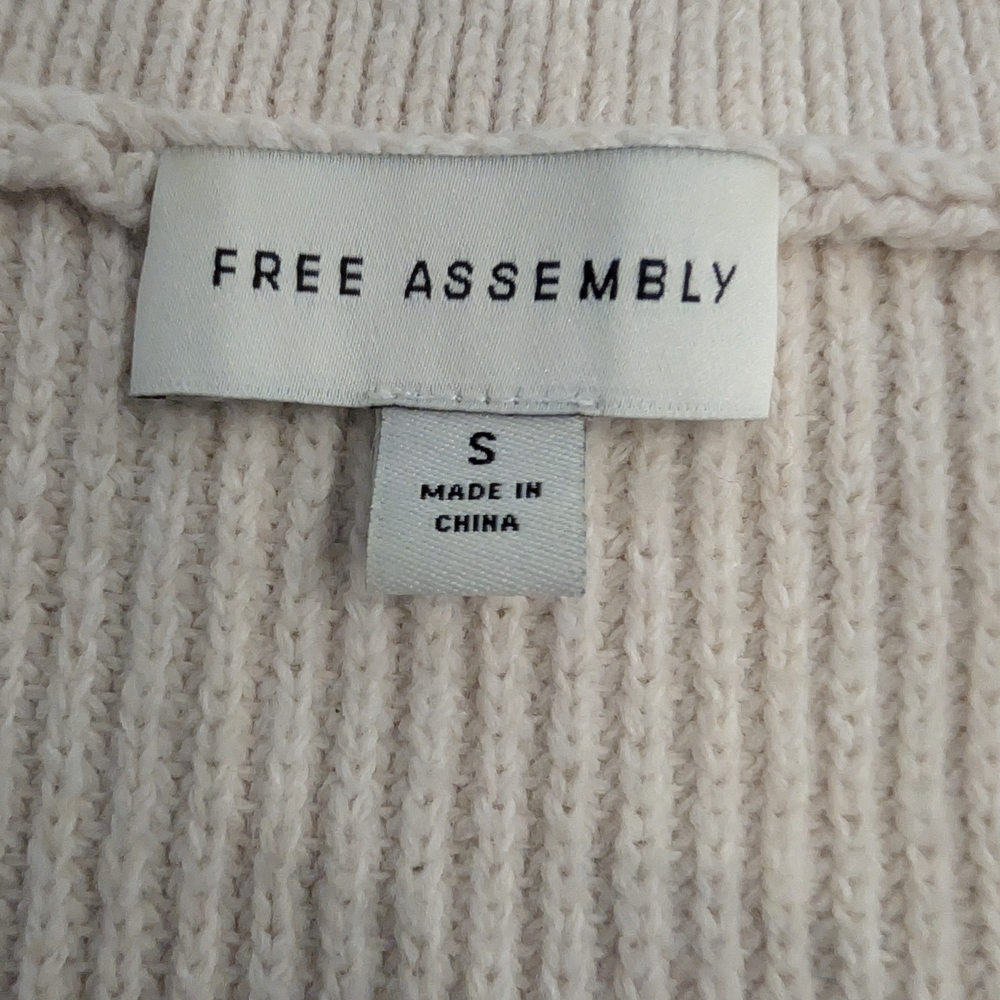 Free Assembly Unisex Half Zip Sweater Size Small Chunky Knit Black Stripes - Picture 3 of 12